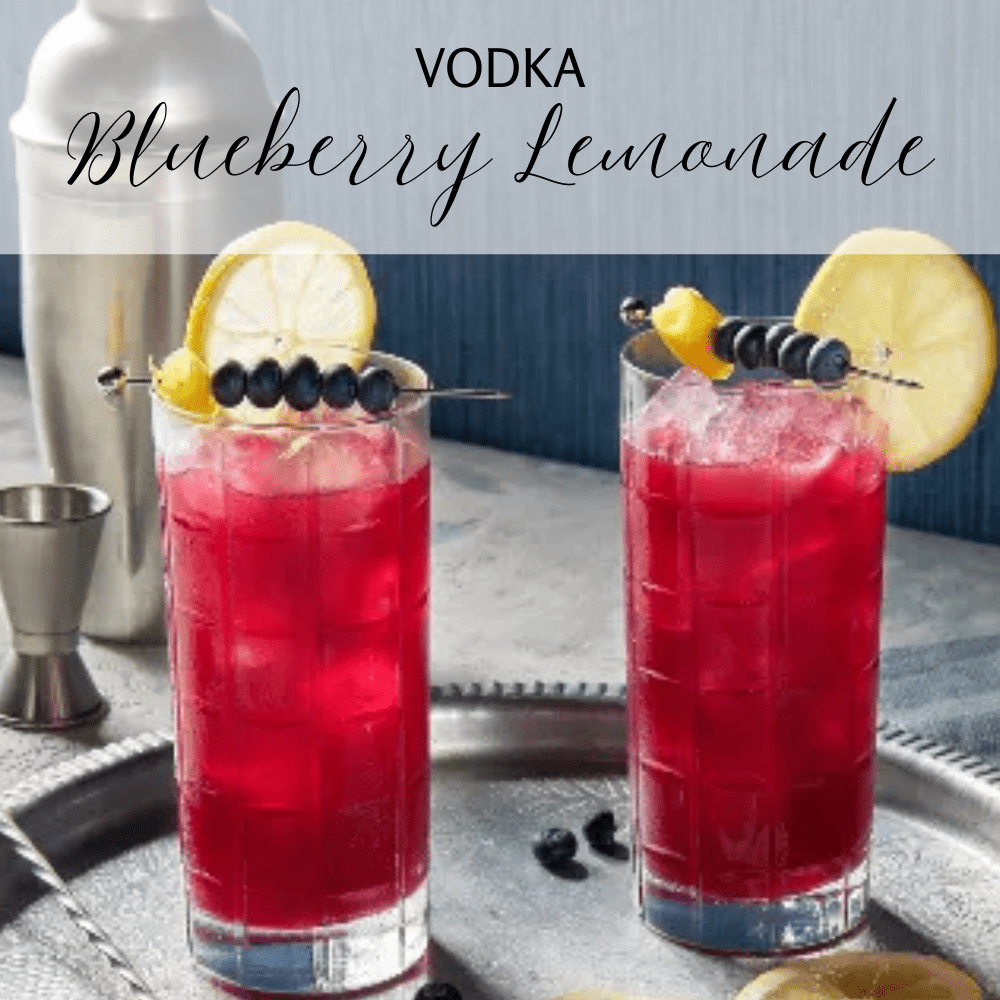 Blueberry Lemonade, a vodka-based cocktail made using Berry Genteel cocktail infusion kit